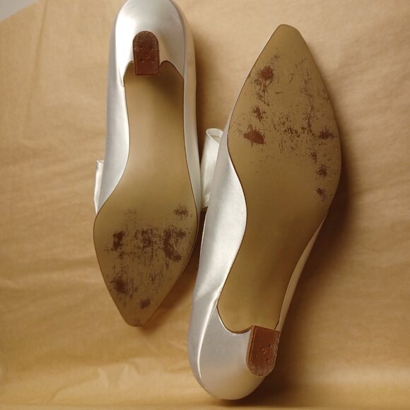 Vintage 80s Dyeable Satin Wedding Shoes - Picture 9 of 12